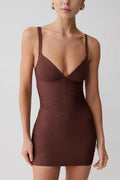 Maison Bandage Knit Mini Dress - Chocolate