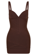 Maison Bandage Knit Mini Dress - Chocolate